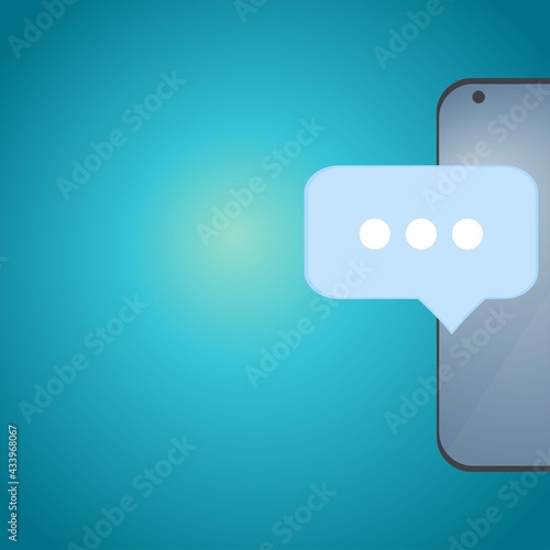 Smartphone with three dots in a sms speech bubble