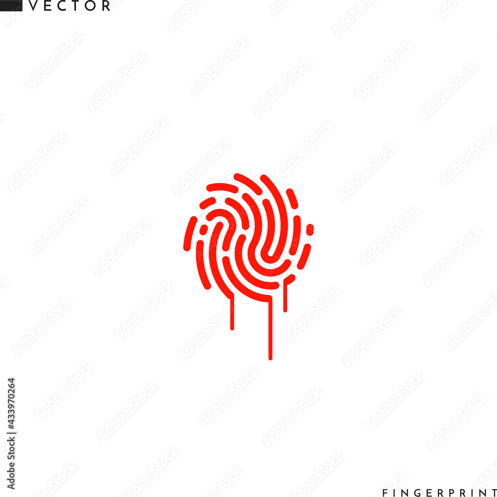 Crime icon. Isolated fingerprint with blood on white background Crime icon. Isolated fingerprint with blood on white background