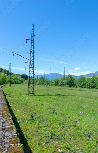 Abandoned ruined railway station in Tquarchal (Tkvarcheli), Abkhazia photo