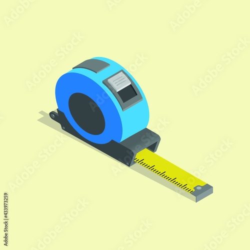Steel tape for construction in an isometric projection.