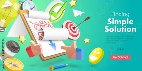 3D Vector Conceptual Illustration of Finding a Simple Solution, Solving a Hard Problem