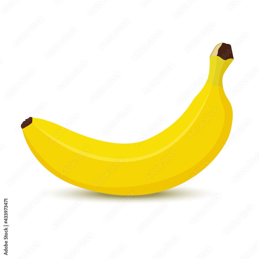 Banana icon isolated on white background. Whole banana fruit. Flat style vector illustration. Banana icon isolated on white background. Whole banana fruit. Flat style vector illustration.