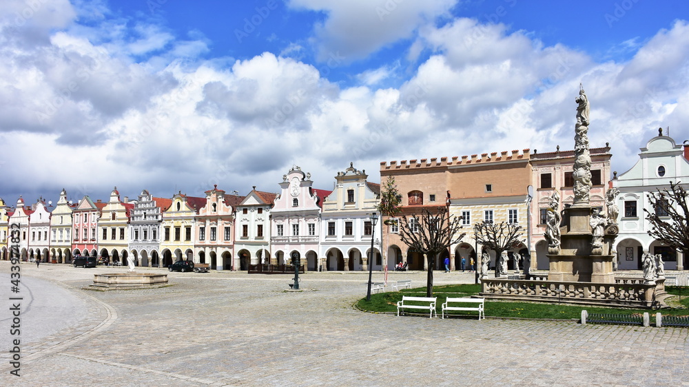 Naklejka premium in the square of town Telc in Czech republic