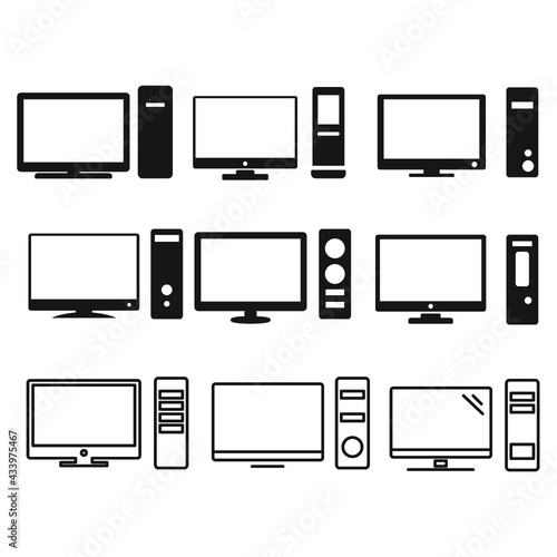 PC icons set. PC pack symbol vector elements for infographic web.