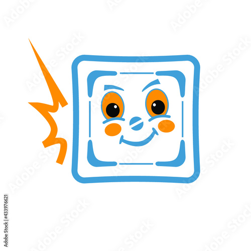 Funny socket and current on a white background