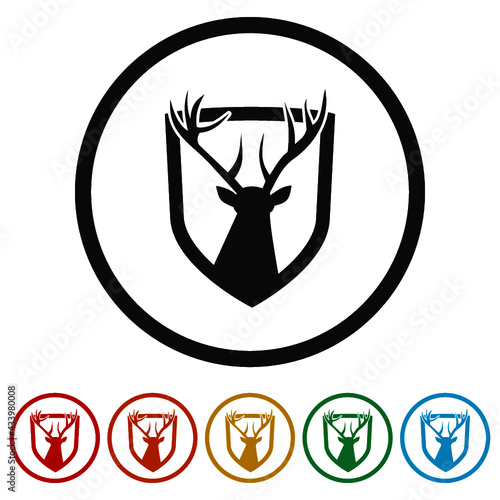 Deer and shield logo color set