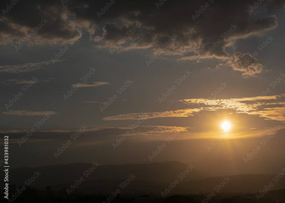 panorama of a fiery sunrise - sunset panorama of a fiery sunrise - sunset