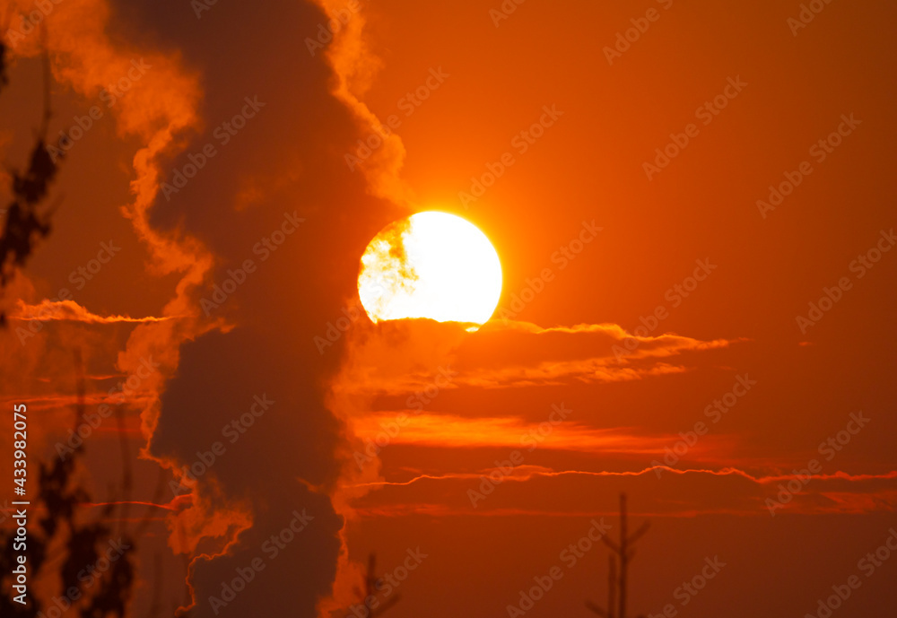 smoke factory sunrise big sun