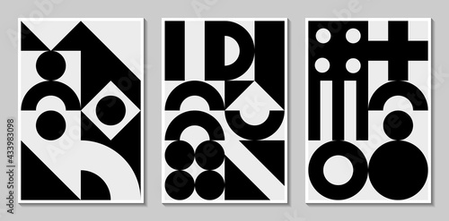Trendy abstract creative minimalist artistic black and white geometric composition for wall decoration, Modern design vector background in eps 10..