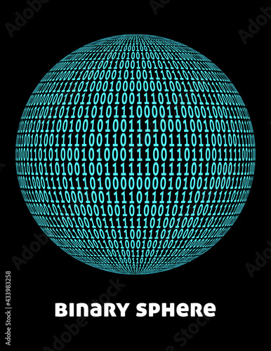 Binary sphere. Ball textured with ones and zeros