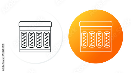 two line icons, different types of mattresses, pocket of springs