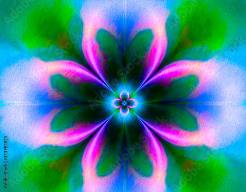 Flowerlike design on colorful texture