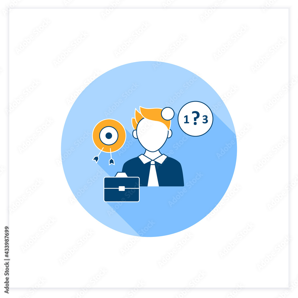 Ineffective communication flat icon. Lack of focus. Inability to concentrate. Communication barriers concept. Vector illustration Ineffective communication flat icon. Lack of focus. Inability to concentrate. Communication barriers concept. Vector illustration