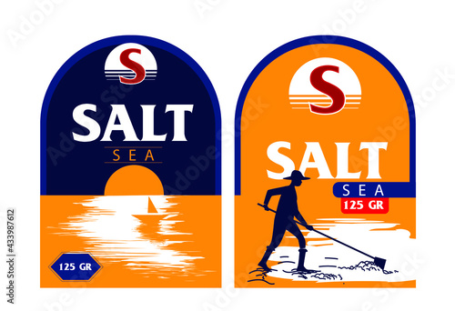 two graphic salt label vector