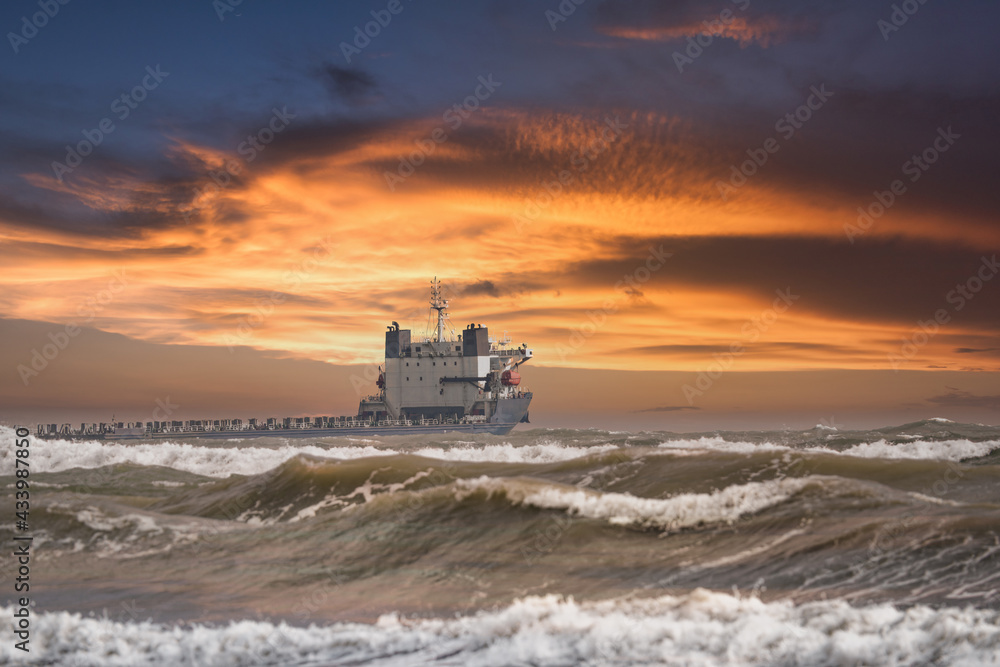 offshore supply ship during storm