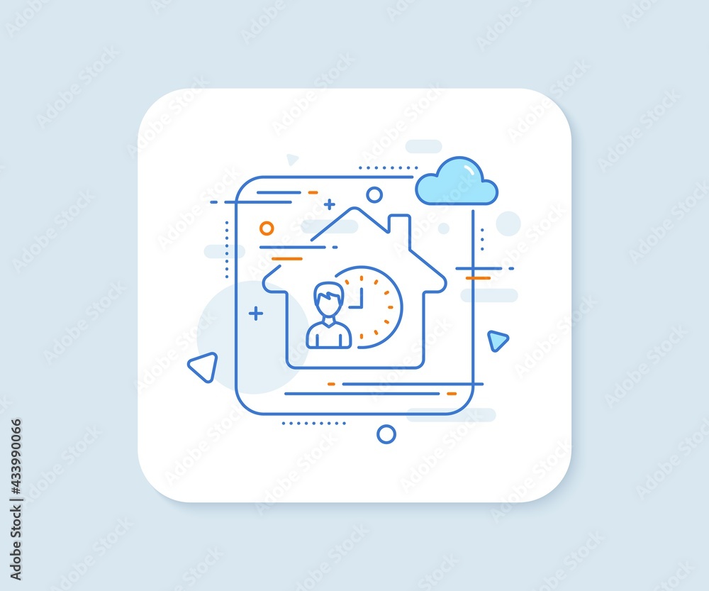 Business project deadline line icon. Abstract vector button. Working hours or Time management sign. Working hours line icon. Home concept badge. Vector Business project deadline line icon. Abstract vector button. Working hours or Time management sign. Working hours line icon. Home concept badge. Vector