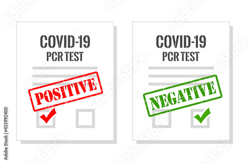 Covid pcr test certificate, vector illustration