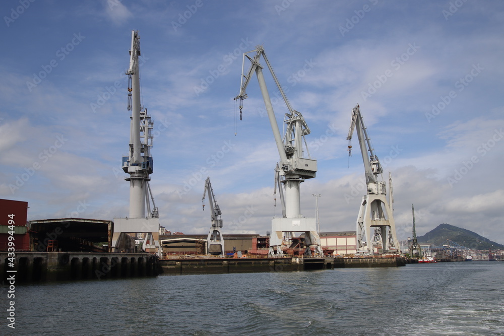 Cranes in the harbor of Bilbao