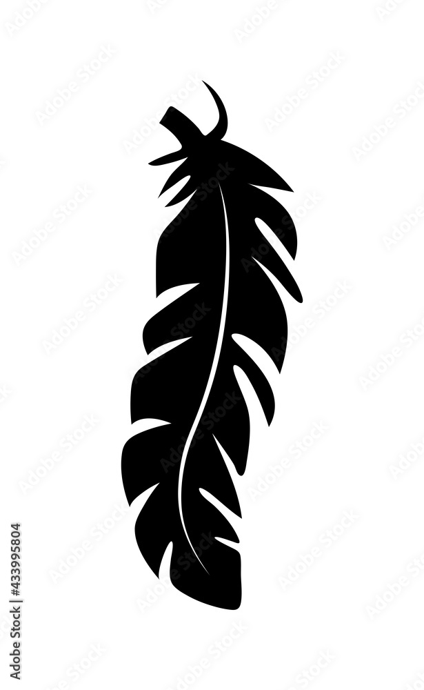 illustration of an old feather. Feather silhouette. Retro image of letter with feather icon. illustration of an old feather. Feather silhouette. Retro image of letter with feather icon.