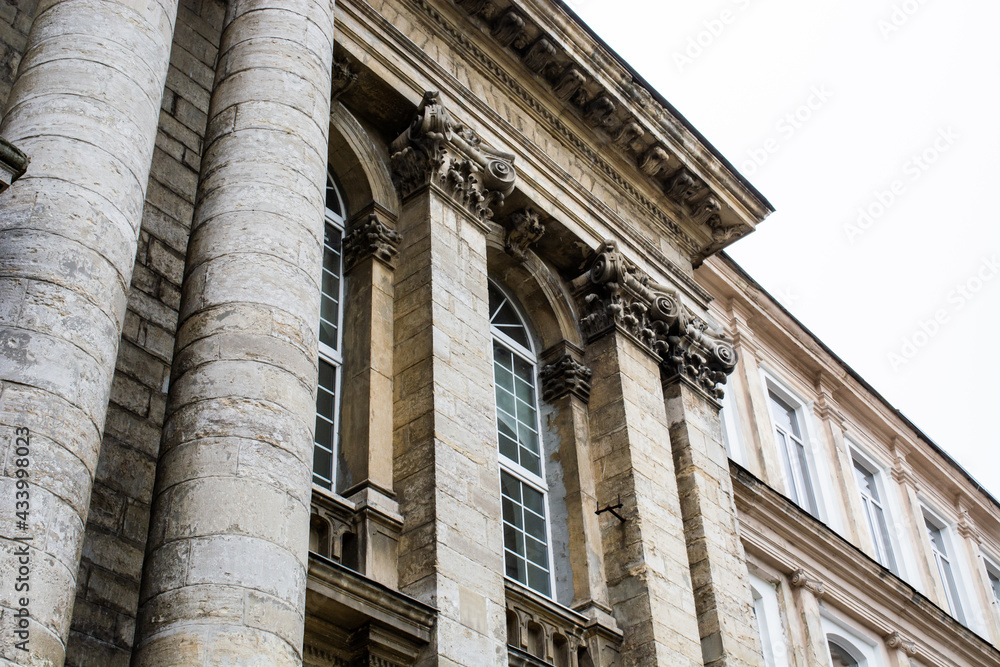 A majestic building. Facade with columns A majestic building. Facade with columns