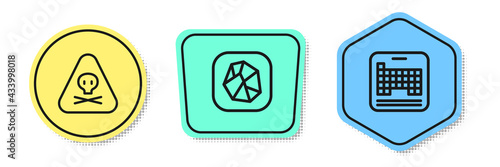 Set line Triangle warning toxic, Salt stone and Periodic table. Colored shapes. Vector