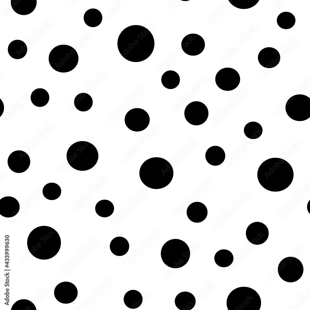 Dots seamless pattern. Random small circles texture background. Monochrome. Polka dots.