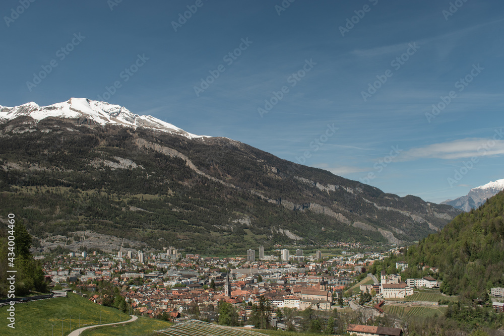 View over the city of Chur in Switzerland 8.5.2021