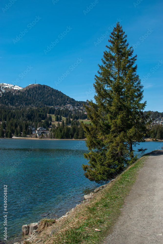 Beautiful Heidsee in Lenzerheide in Switzerland 8.5.2021