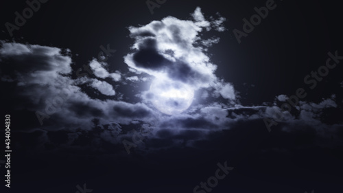 full moon at night cloud sky, illustration