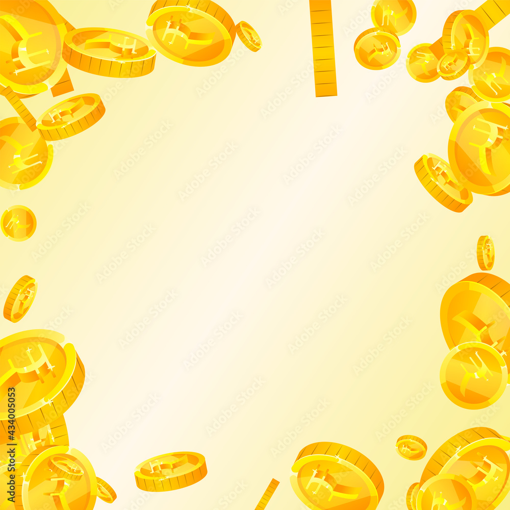 Indian rupee coins falling. Fancy scattered INR coins. India money. Attractive jackpot, wealth or success concept. Vector illustration. Indian rupee coins falling. Fancy scattered INR coins. India money. Attractive jackpot, wealth or success concept. Vector illustration.