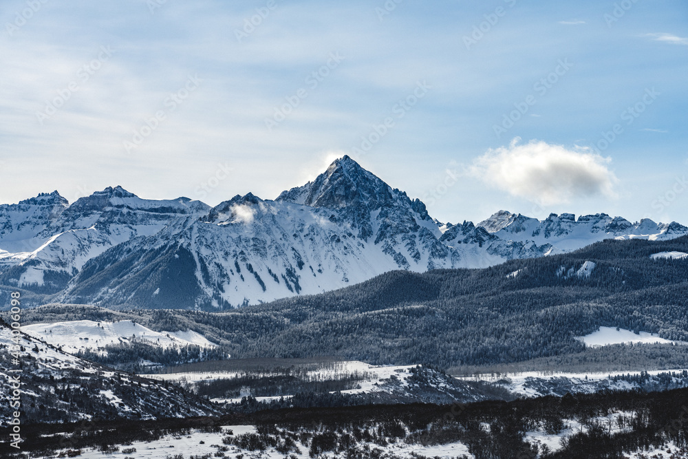 Beautiful snow covered mountains of Telluride, Colorado.  