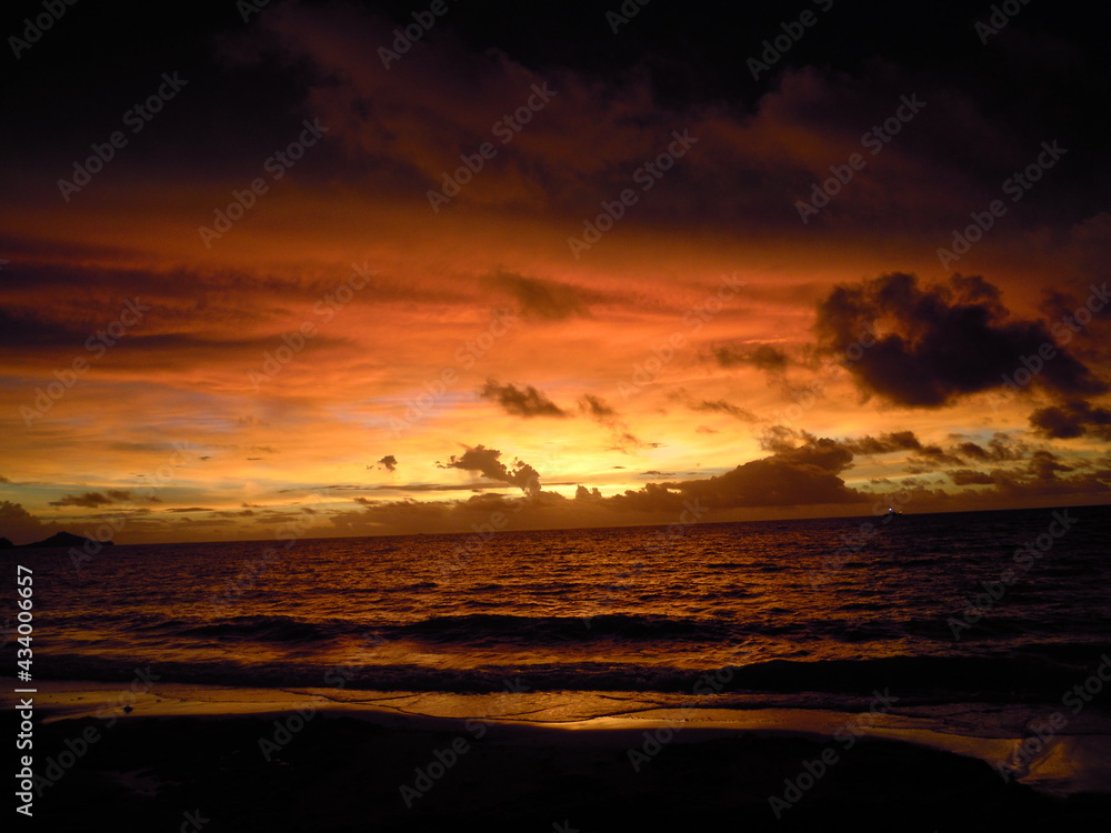 Deep orange beach sunset 