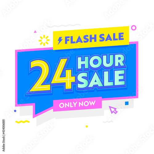 Flash Sale Banner in Simple Style with Typography for Digital Social Media Marketing Advertising. 24 Hour Hot Offer