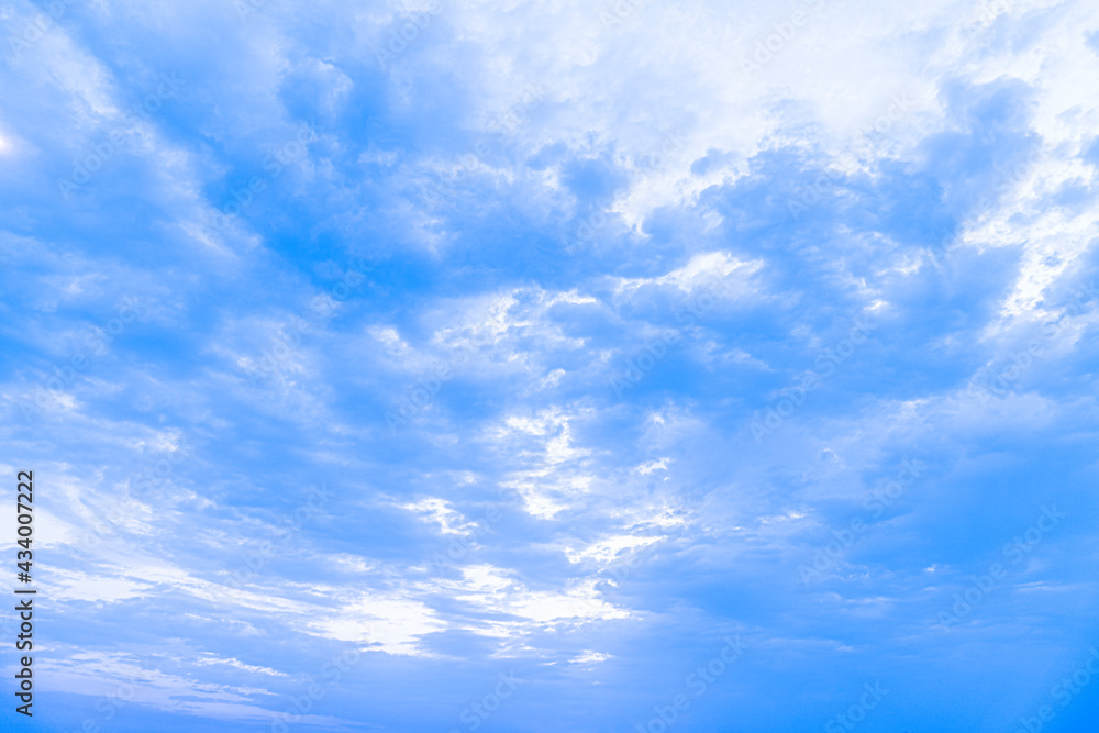 blue and white sky with soft clouds