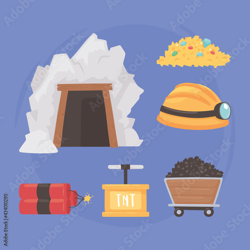 mining icons set