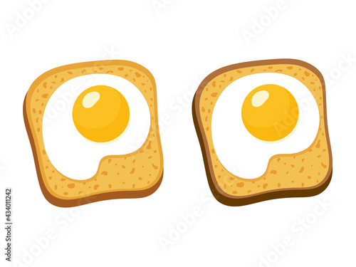 Sandwiches with white and rye bread and fried egg. Vector illustration.