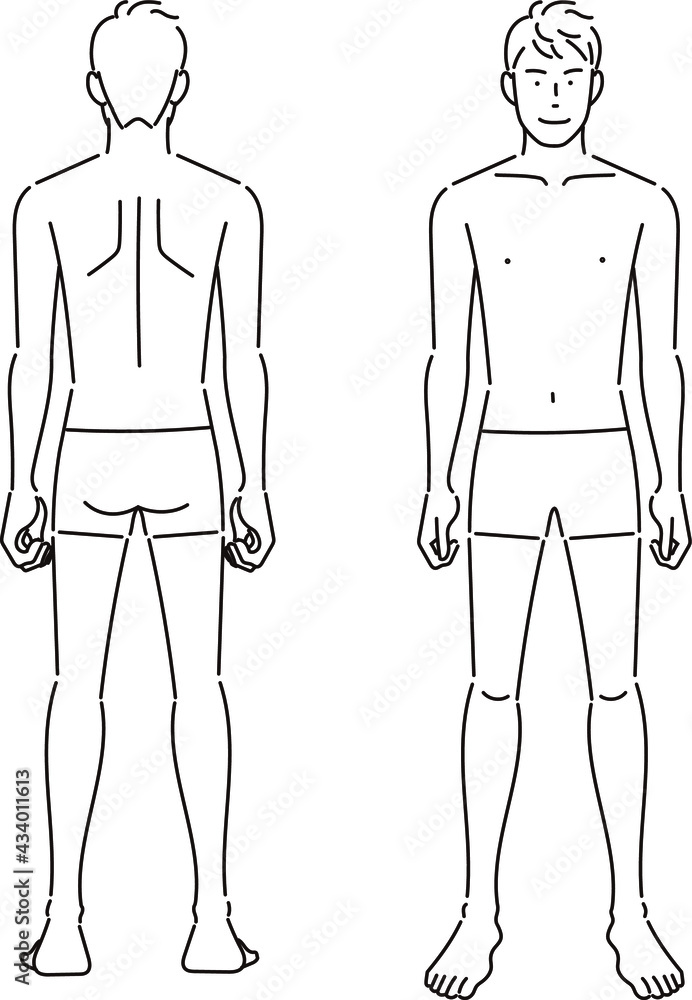 男性の全身図 前と後ろ 男性美容 男性の全身図 前と後ろ 男性美容
