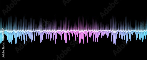 Seamless vector audio wave equalizer pattern. Colored music frequency background.