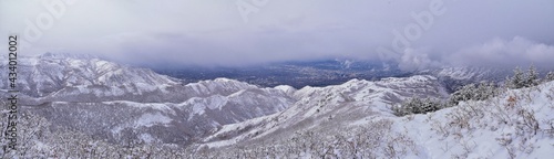 Wallpaper Mural Little Black Mountain Peak hiking trail snow views winter via Bonneville Shoreline Trail, Wasatch Front Rocky Mountains, by Salt Lake City, Utah. United States. Torontodigital.ca