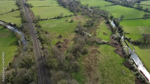 Kingswood Junction Canal Railroad M40 Motorway Lapworth Link Aerial View Warwickshire Spring Season photo