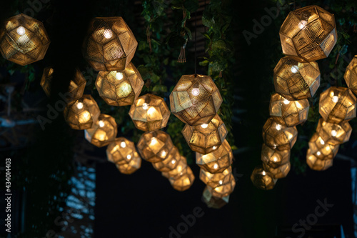 Decoration interior restaurant yellow lights