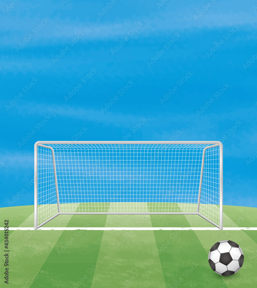 Fototapeta premium サッカーボールとゴールのイメージイラスト（ベクター画像）