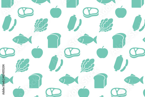 魚や肉や野菜の単純な模様