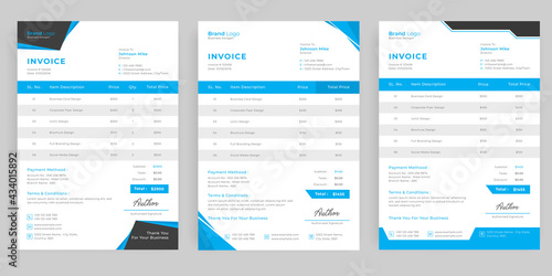 Clean and Minimal business modern invoice template vector design