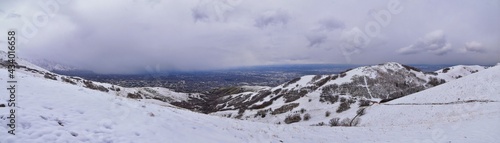 Wallpaper Mural Little Black Mountain Peak hiking trail snow views winter via Bonneville Shoreline Trail, Wasatch Front Rocky Mountains, by Salt Lake City, Utah. United States. Torontodigital.ca