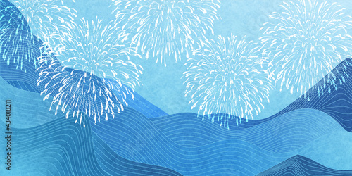 花火　波　海　背景