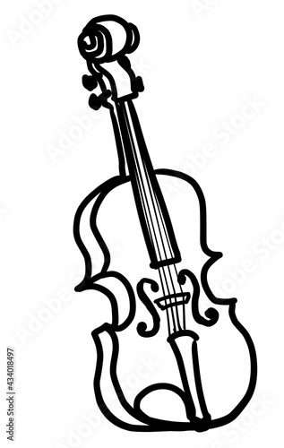 Realistic violin line drawing illustration