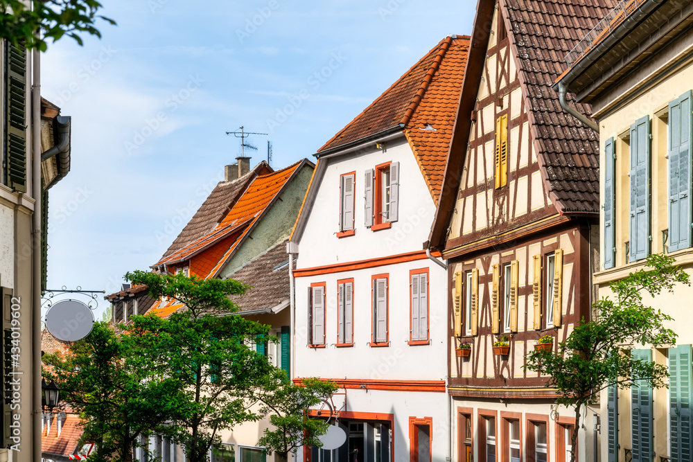 Cityscape with half timbered houses in the idyllic village Oppenheim at Rhine, Germany Cityscape with half timbered houses in the idyllic village Oppenheim at Rhine, Germany