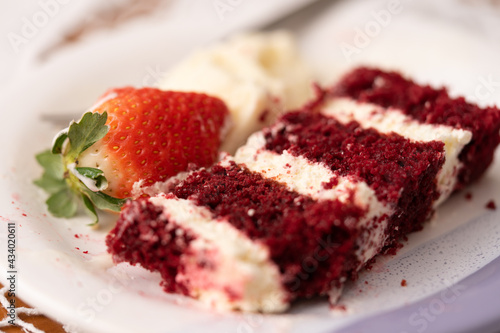 Red velvet cake. Slice of cake. Raspberry cake. Devil s cake. Wedding dessert. Birthday party. Delicious dessert. Traditional american dessert