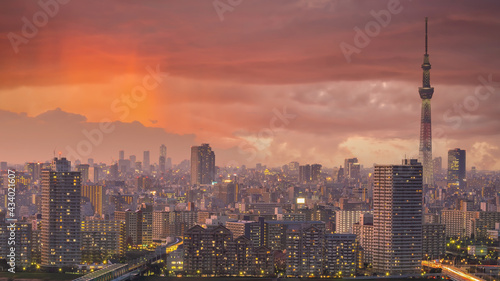 Downtown Tokyo city skyline cityscape of Japan